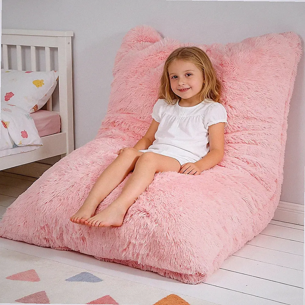 3-in-1 Kids Bean Bag Chair Bed - Soft Faux Fur Lounger for Playroom & Bedroom