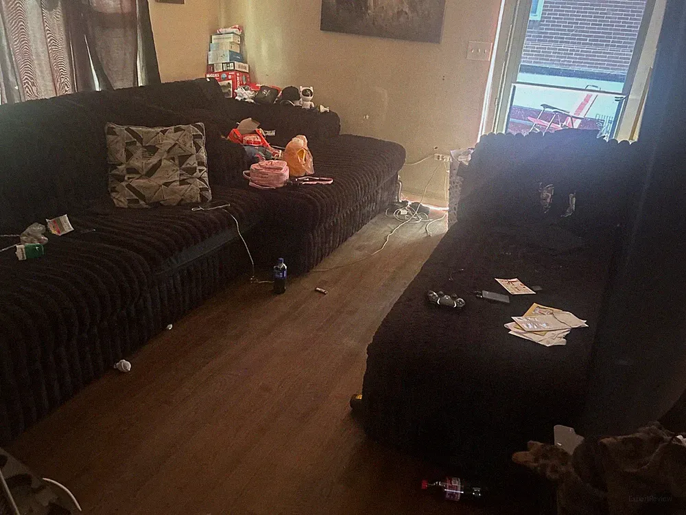 3 piece fluffy black couch