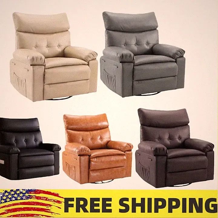 5 COLORS Oversized Breathable Leather Pushback Recliner Single Lazy Sofa Chair