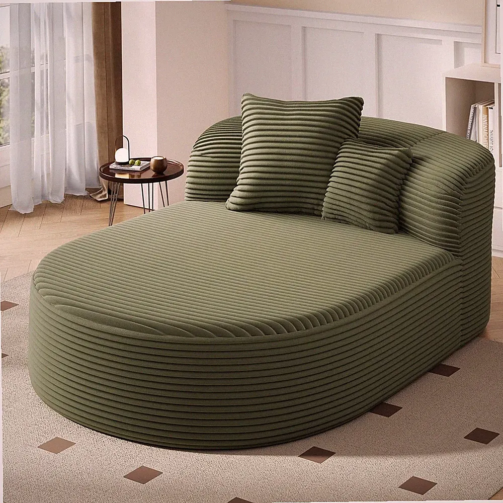 51.6-Inch Fluffy Corduroy Boneless Sleeper Daybed Oversized Single Recliner Foam