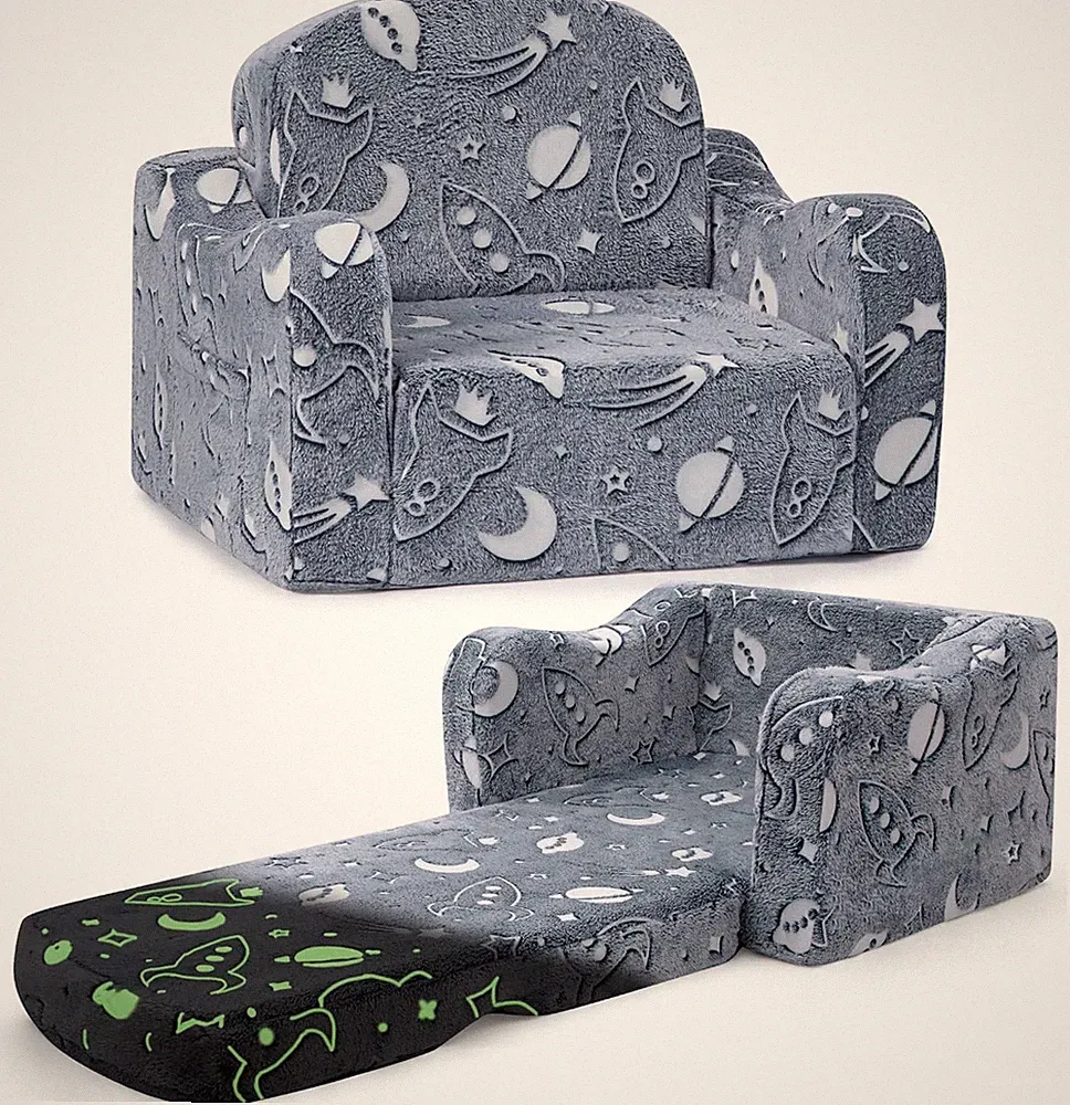 aodisman Thick Comfy Toddler Chair and Couch for Kids,2-in-1 Soft Plush Fold Out