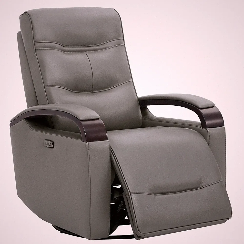CHITA Genuine Leather Power Swivel Glider Rocker Recliner,Comfortable Headrest