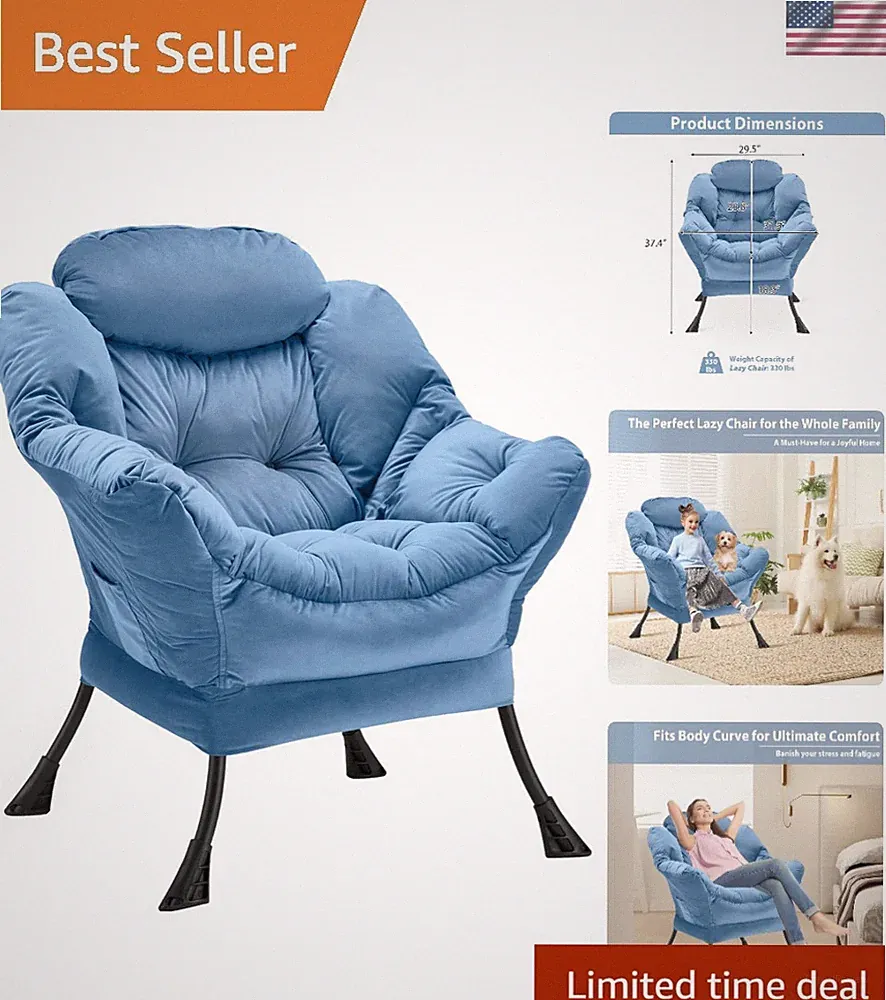 Comfy Thick Padded Recliner Chair - Stylish Velvet Accent Chair for Relaxing