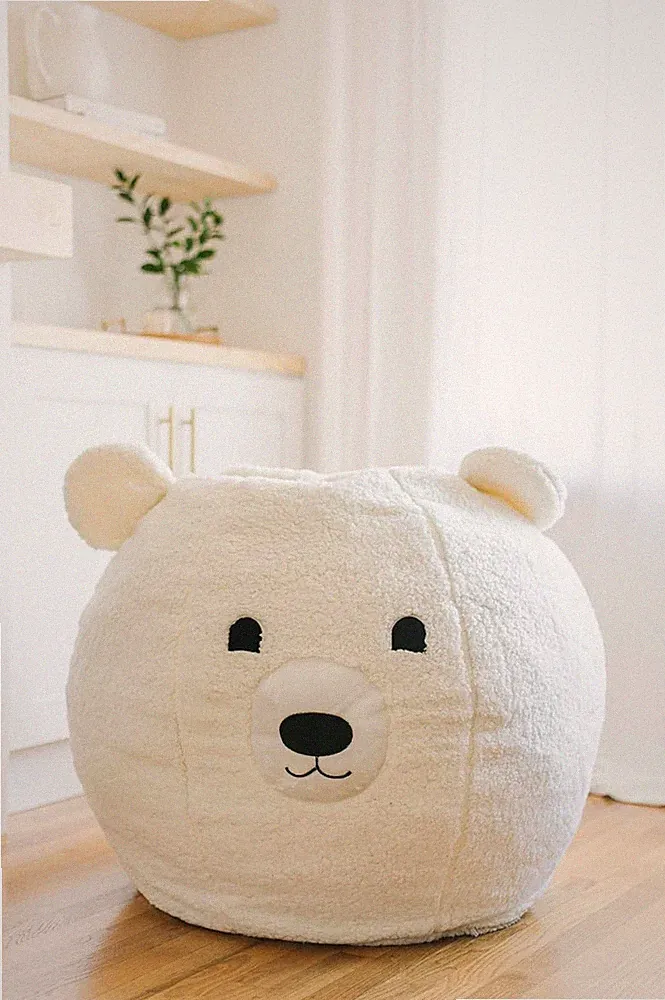 Cozy Kids Bean Bag Chair - Soft Memory Foam Polar Bear Lounger for Playroom