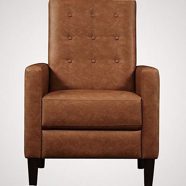 Faux Leather Recliner Sofa Modern Adjustable Back & Footrest Living Room Brown