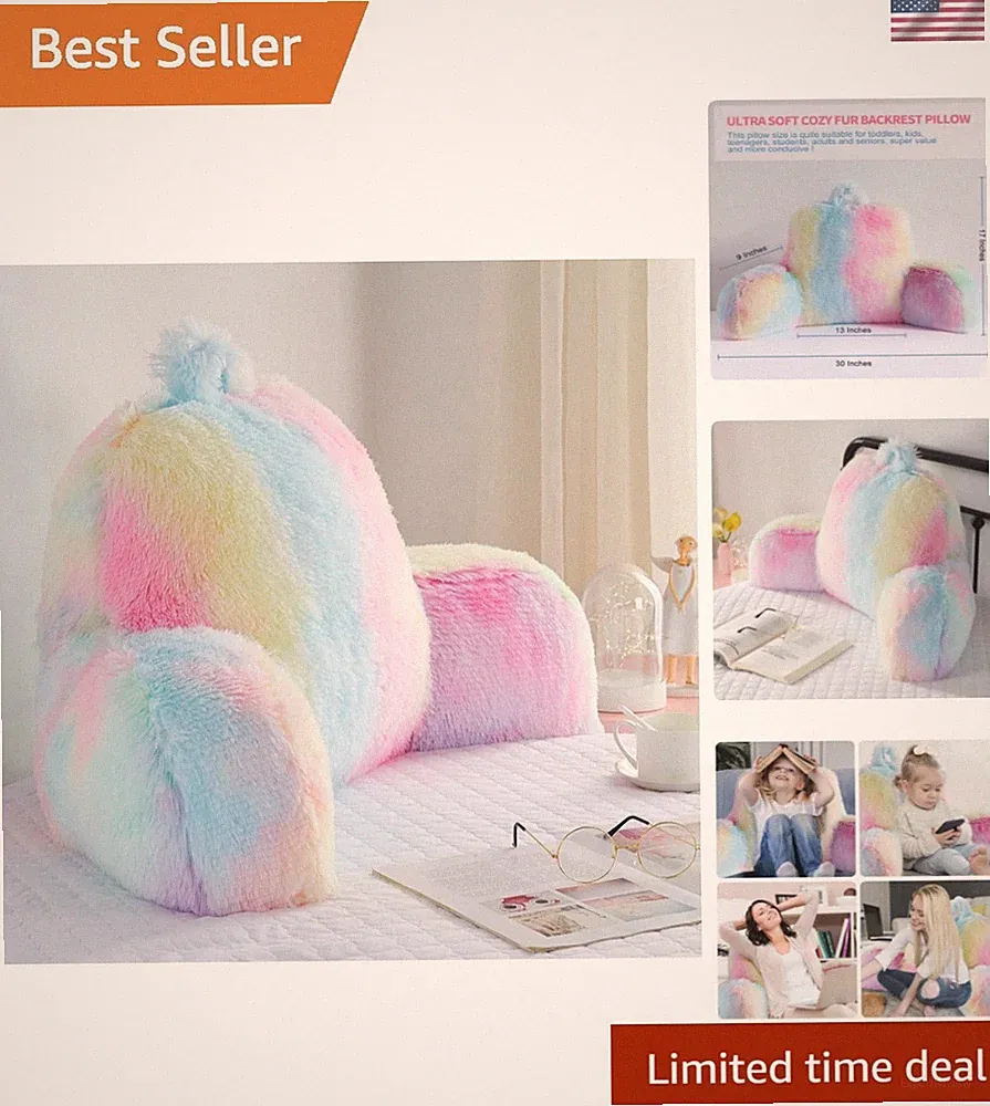 Fluffy Fur Reading Pillow for Adults & Kids Unisize, Stylish College Essentia...