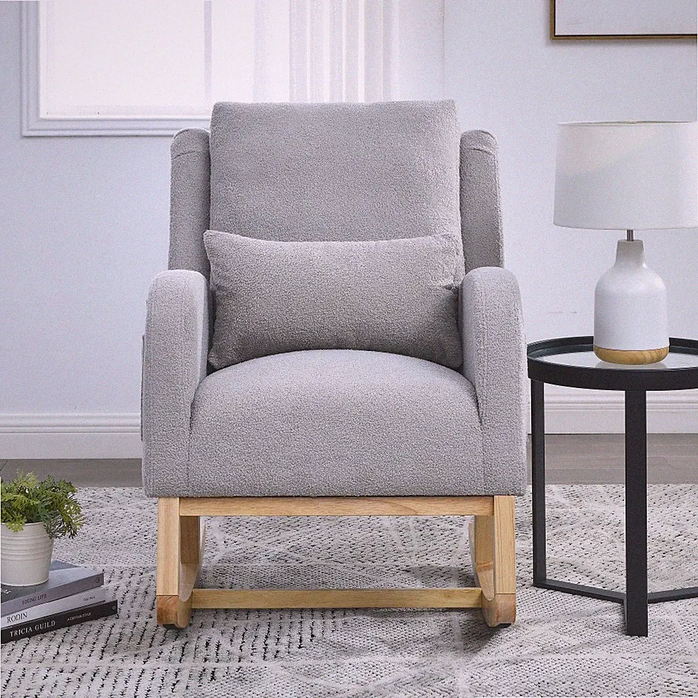 Living Room Recliner W High Backrest Lumbar Support Pillow and Two Side Pockets