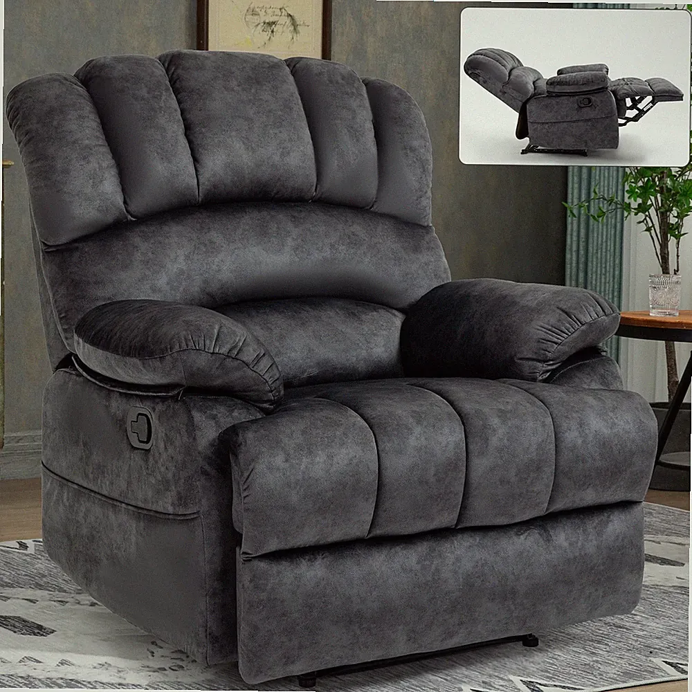 Manual Small Recliner Chair for Small Spaces for Living Room,Nursery,Linen Black