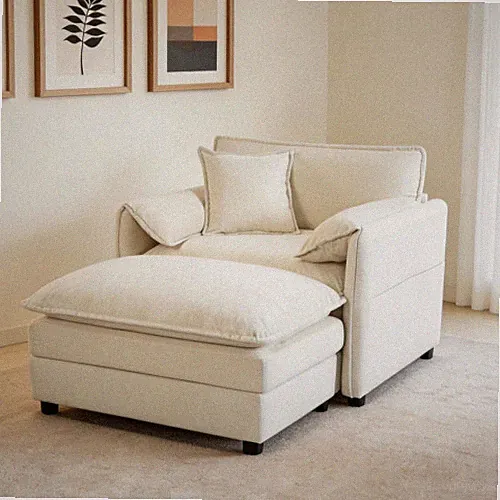 Oversized 57.48" Recliner Chair Upholstered Lounge Chair with Movable Ottoman
