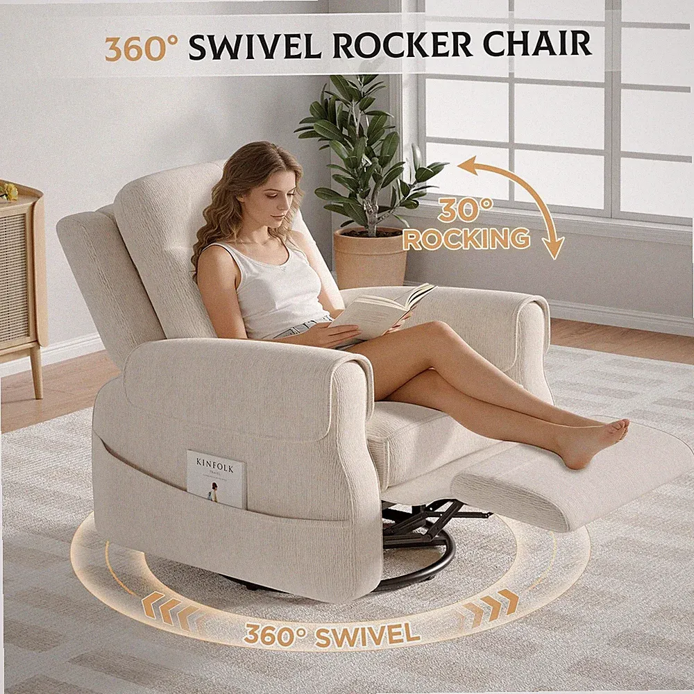 Sheepskin imitation velvet recliner - 360° rotating chair, equipped with adjusta