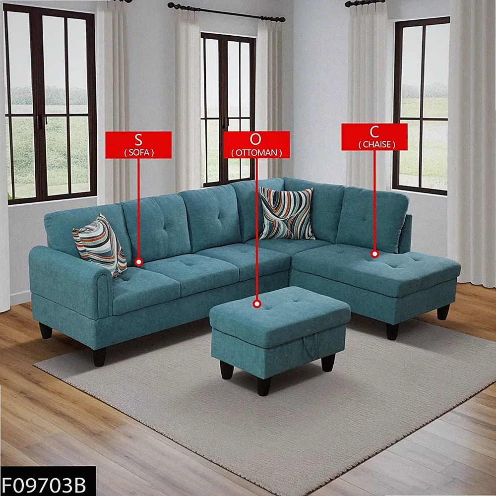 Fluffy Fabric 3 PC Living Room Set with Recliners