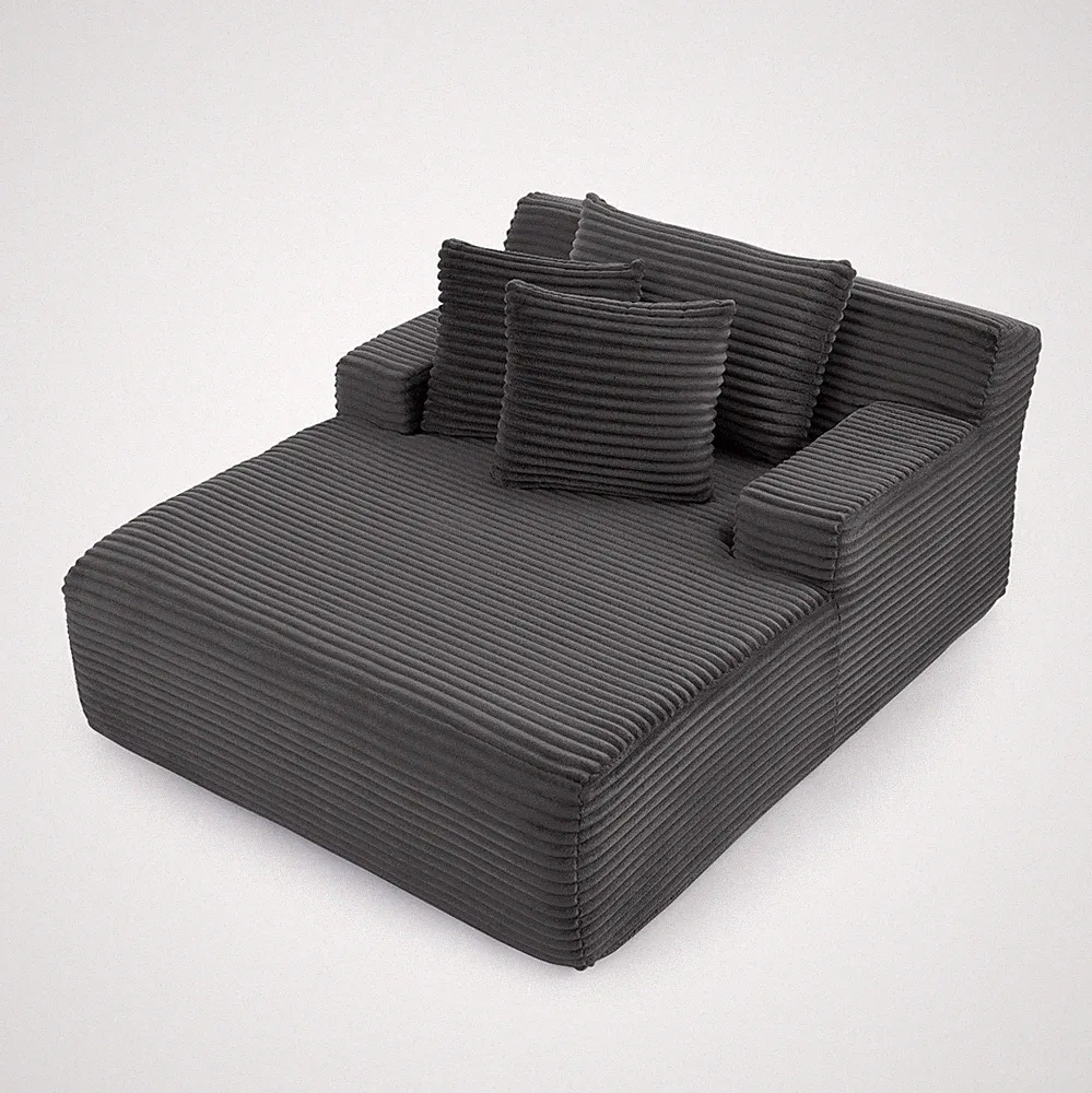 Velvet Fluffy Lazy Lounge Chair No Assembly Modern Indoor Sofa
